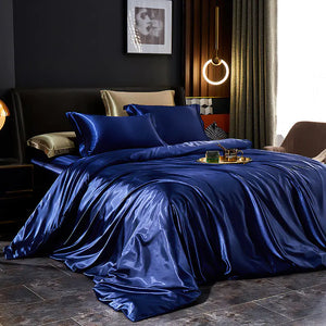 Luxury Silk Bedding Set with Solid Color Duvet Cover Mimarta