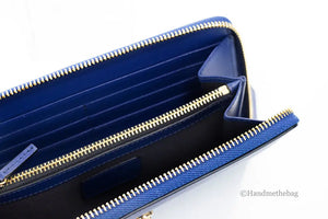 Versace Navy Leather Medusa Continental Clutch Wallet Mimarta