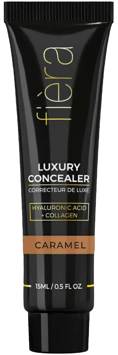 Fièra Luxury Concealer with Anti-Aging - All Day Coverage for Dark Circles, Fine Lines, Wrinkles &amp; Spots - Caramel, 0.5 Ounce 0.5 Fl Oz (Pack of 1) 4W Caramel Rieworkes