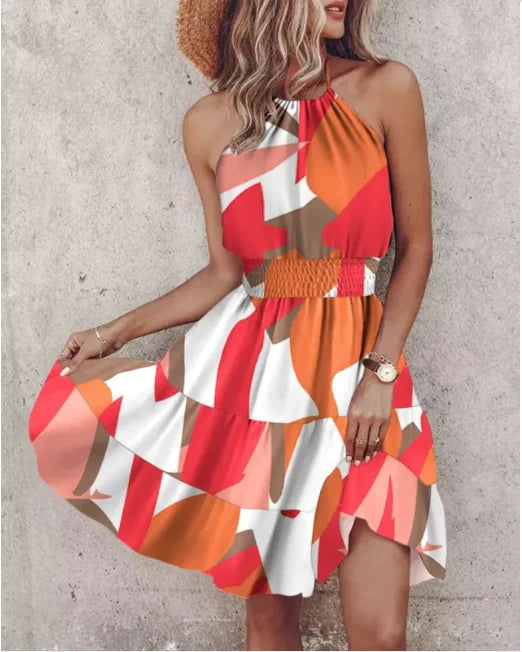 Summer Chic Halter Dress - European &amp; American Print Rieworkes