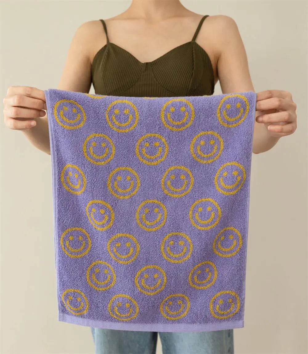 2-Sided Smile Pattern Combed Cotton Face Towel Mimarta