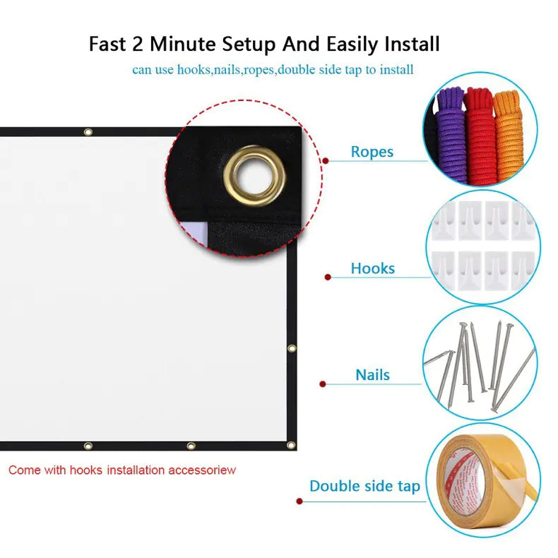 Portable Projector Curtain For Home Cinema &amp; Office Rieworkes