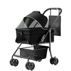 2 In 1 Folding Dog Stroller, Pet Folding Stroller, 4 Wheels Dog Cat Puppy Stroller W  Removable Travel Carrier For Small  Medium Pet, Waterproof Pad, Car Seat, Sun Shade, Xmas Christmas Gift Rieworkes