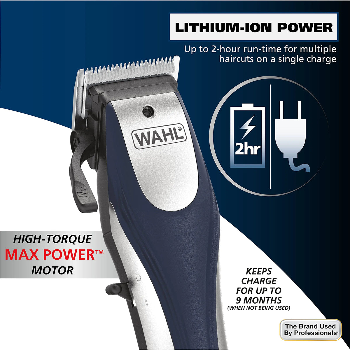 Wahl Lithium Ion Pro Rechargeable Cordless Hair Clippers for Men, Woman, &amp; Children with Smart Charge Technology for Convenient at Home Haircutting - Model 79470 Sliver 22 Piece Set Rieworkes