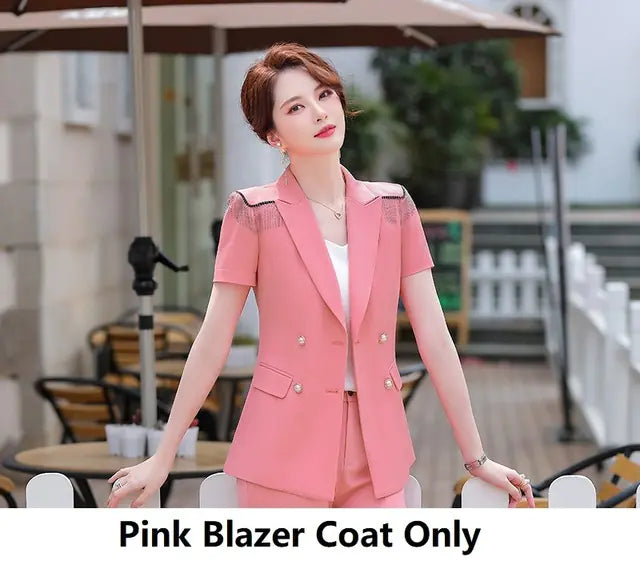 Elegant Green Women's Business Suit with Pants & Jacket Mimarta