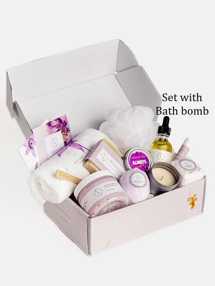 Lizush All Natural Lavender Gift Box with Bath Bomb and Shower Steamer - bath &amp; body products Rieworkes