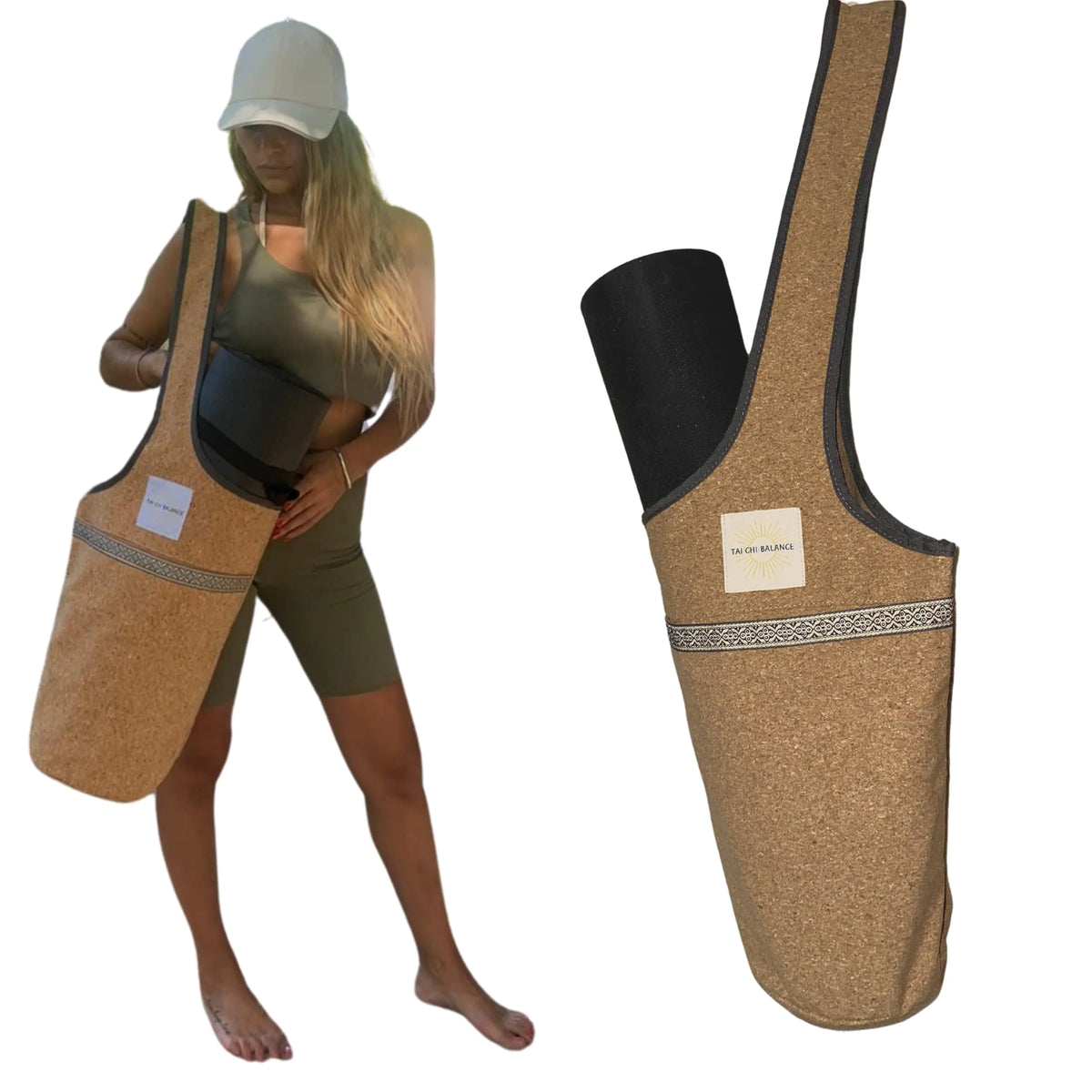 Cork Yoga bag; yoga bags and carriers for women; yoga accessories for women; gym bag for women with yoga mat holder; yoga strap for mat; bag for yoga mat; yoga matts for women; yoga mat women Mimarta
