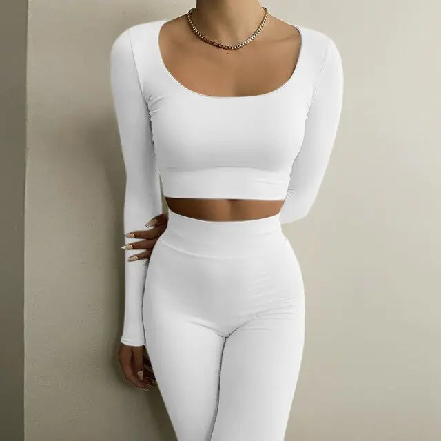 Gym Crop Tank Top Leggings Set Rieworkes