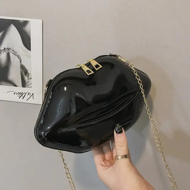 Mini Bags for Women 2023 New Fashion All-match Women&amp;#39;s Shoulder Bag PU Solid Color Zipper Crossbody Patent Leather Lip Chain Bag Rieworkes
