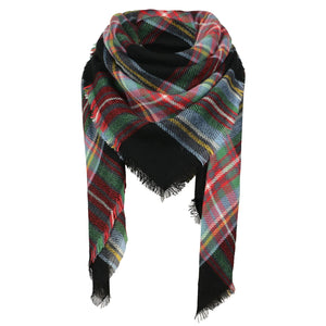American Trends Womens Fall Winter Scarf Plaid Tassel Soft Warm Blanket Scarves Womens Shawl Wraps One Size Red & Black Rieworkes