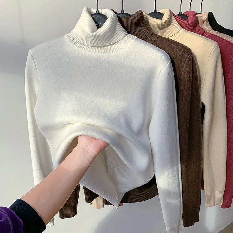 Women's Elegant Turtleneck Winter Sweater - Thick, Warm Knit Pullover Rieworkes