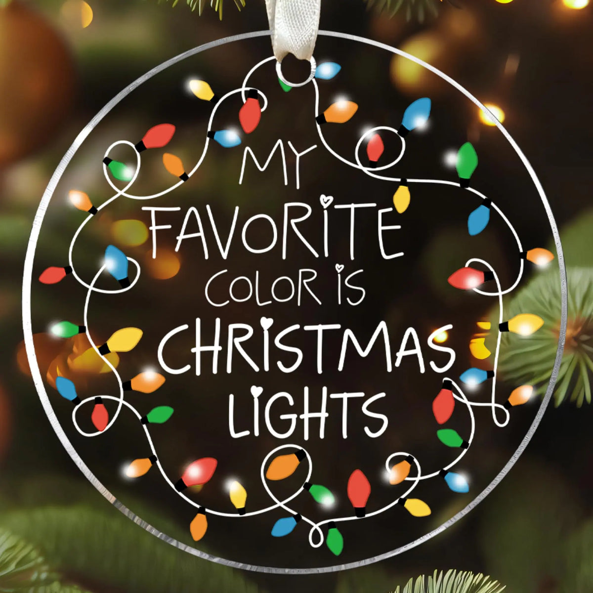 Christmas Tree Ornaments - Funny Christmas Ornaments Xmas Tree Ornaments 2024 Christmas Ornaments - Gifts for Christmas 2024 - My Favorite Color is Christmas Lights Ornaments - Acrylic Ornament Mimarta