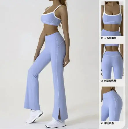 Spaghetti Strap Contrast Color Yoga Sports Suit Rieworkes