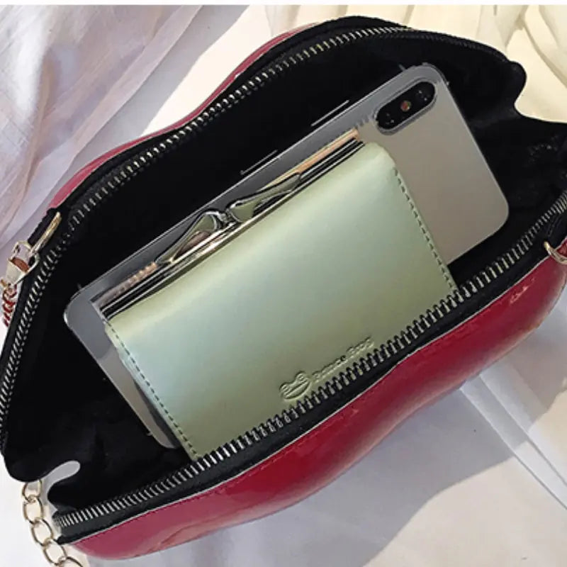 Mini Bags for Women 2023 New Fashion All-match Women&amp;#39;s Shoulder Bag PU Solid Color Zipper Crossbody Patent Leather Lip Chain Bag Rieworkes