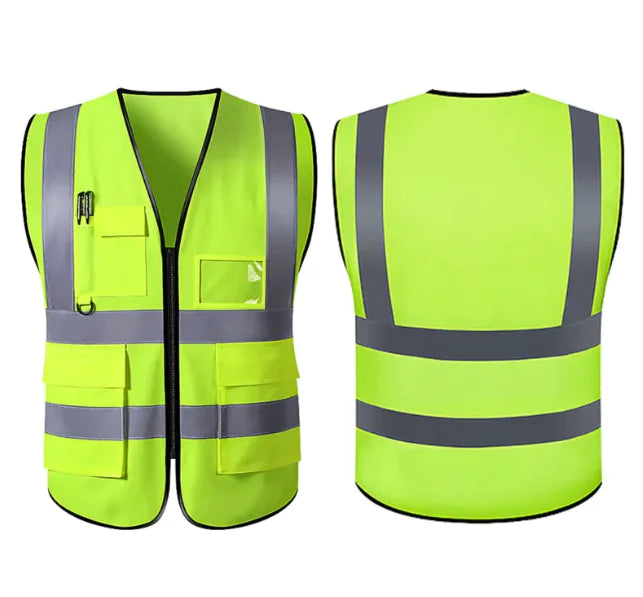 Reflective Safety Vest – Multi-Pocket Zipper Design for Construction & Roadwork Mimarta