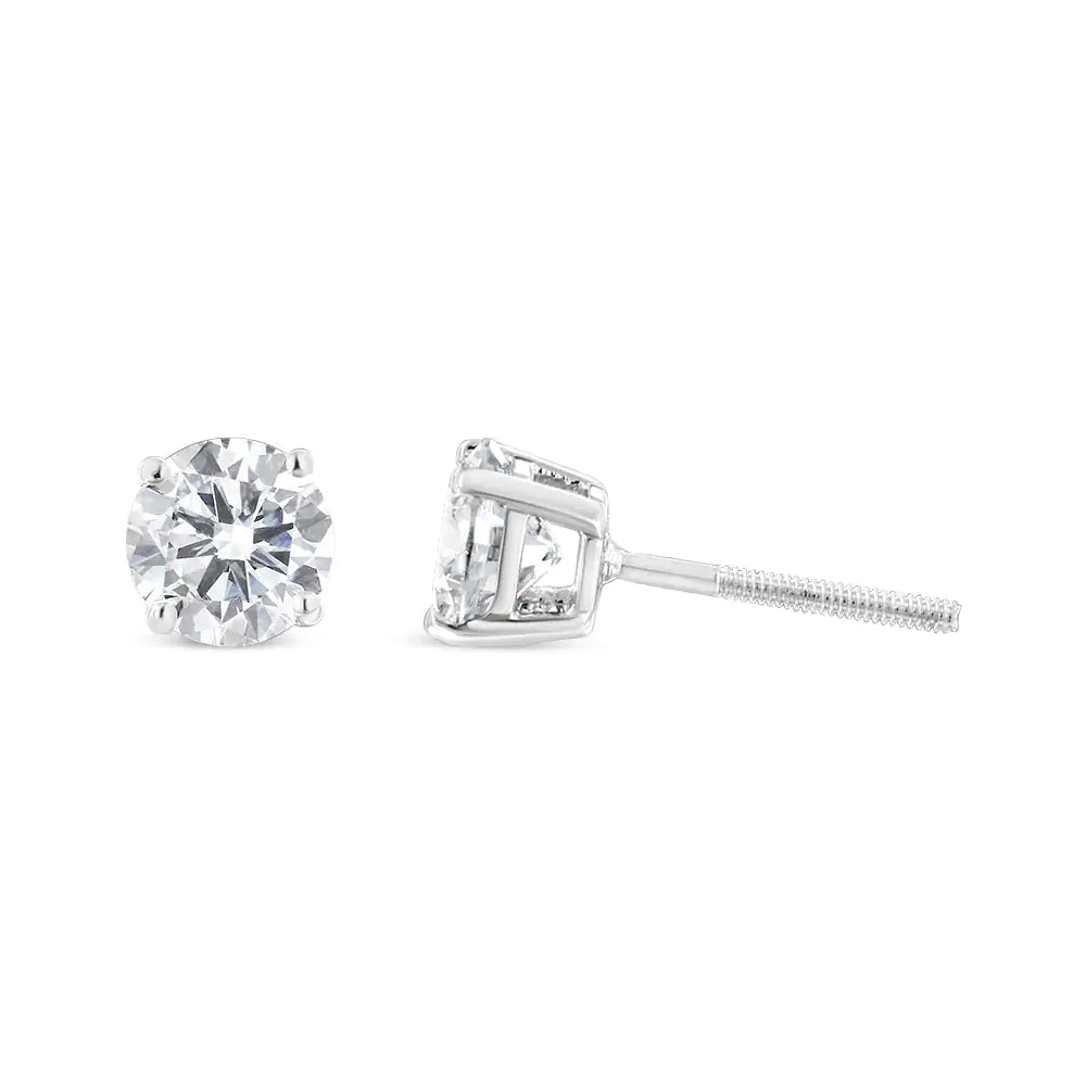 IGI Certified 14K White Gold 1 1/2 Cttw Lab Grown Diamond Solitaire Stud Earrings with Screwbacks (J-K Color, VVS2-VS1 Clarity) Rieworkes