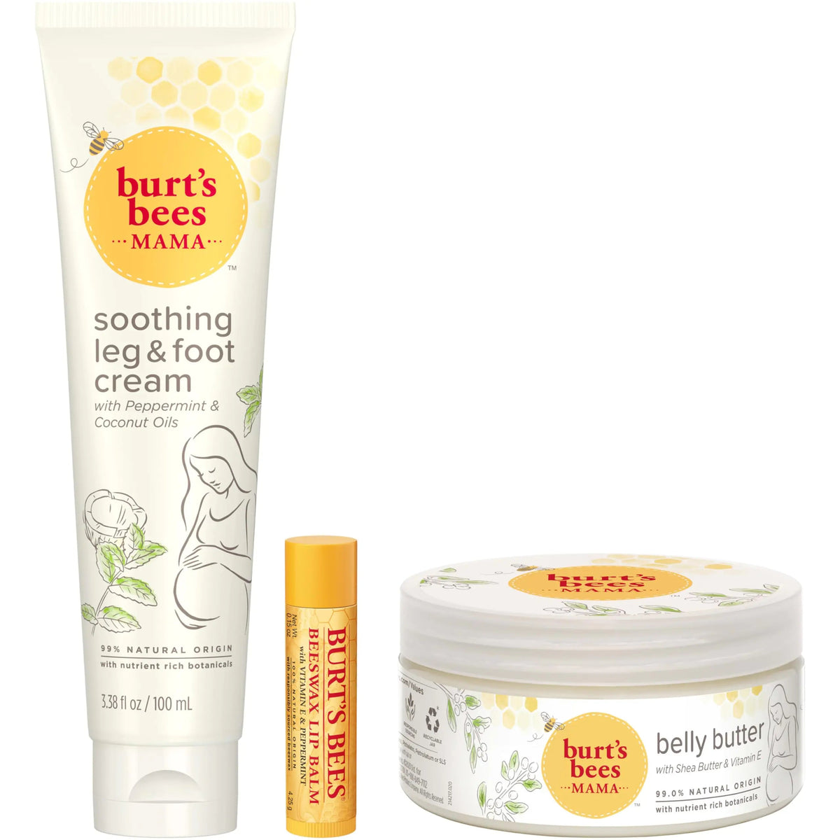 Burt's Bees Pregnancy Essentials Gifts Set, 3 Giftable Baby Shower Products &amp; Must Have Baby Registry Items, Nourishing Skincare - Mama Belly Butter, Original Lip Balm, Leg &amp; Foot Cream Mama Pregnancy Set 3 Count (Pack of 1) Rieworkes